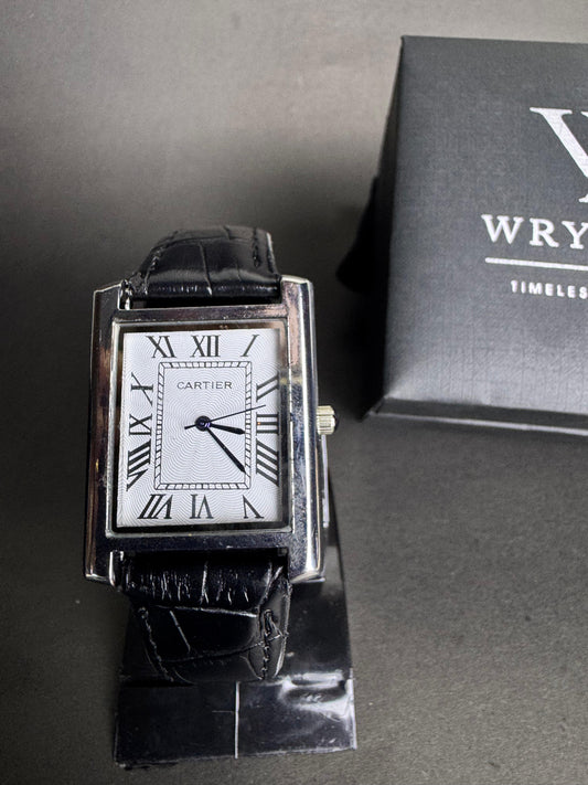 Imperial Noir White Dial Leather Men's Watch