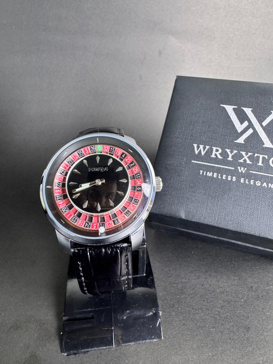 Noir Roulette Black Leather Men's Watch