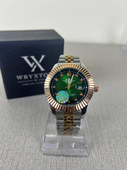 RLX Royal Crest Two Tone Green Dial Luxury Men's Watch