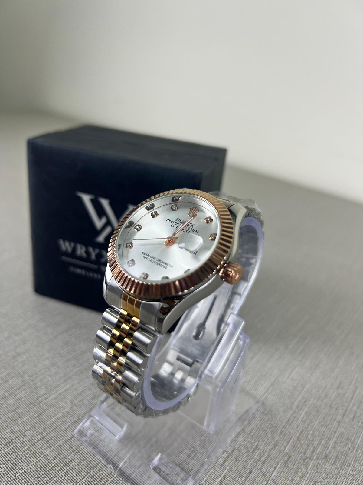 RLX Royal Crest Two Tone White Dial Luxury Men's Watch