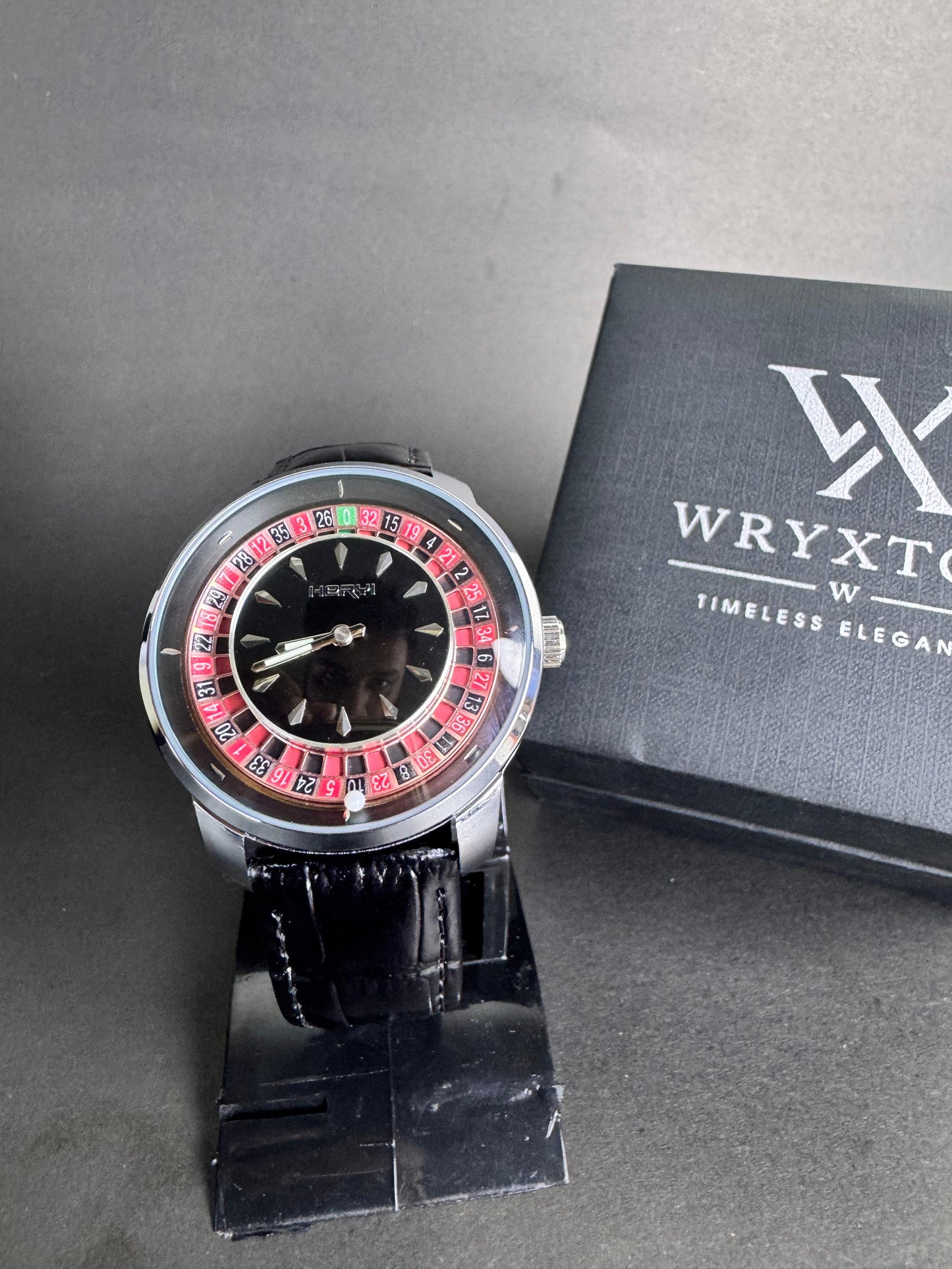 Noir Roulette Black Leather Men's Watch
