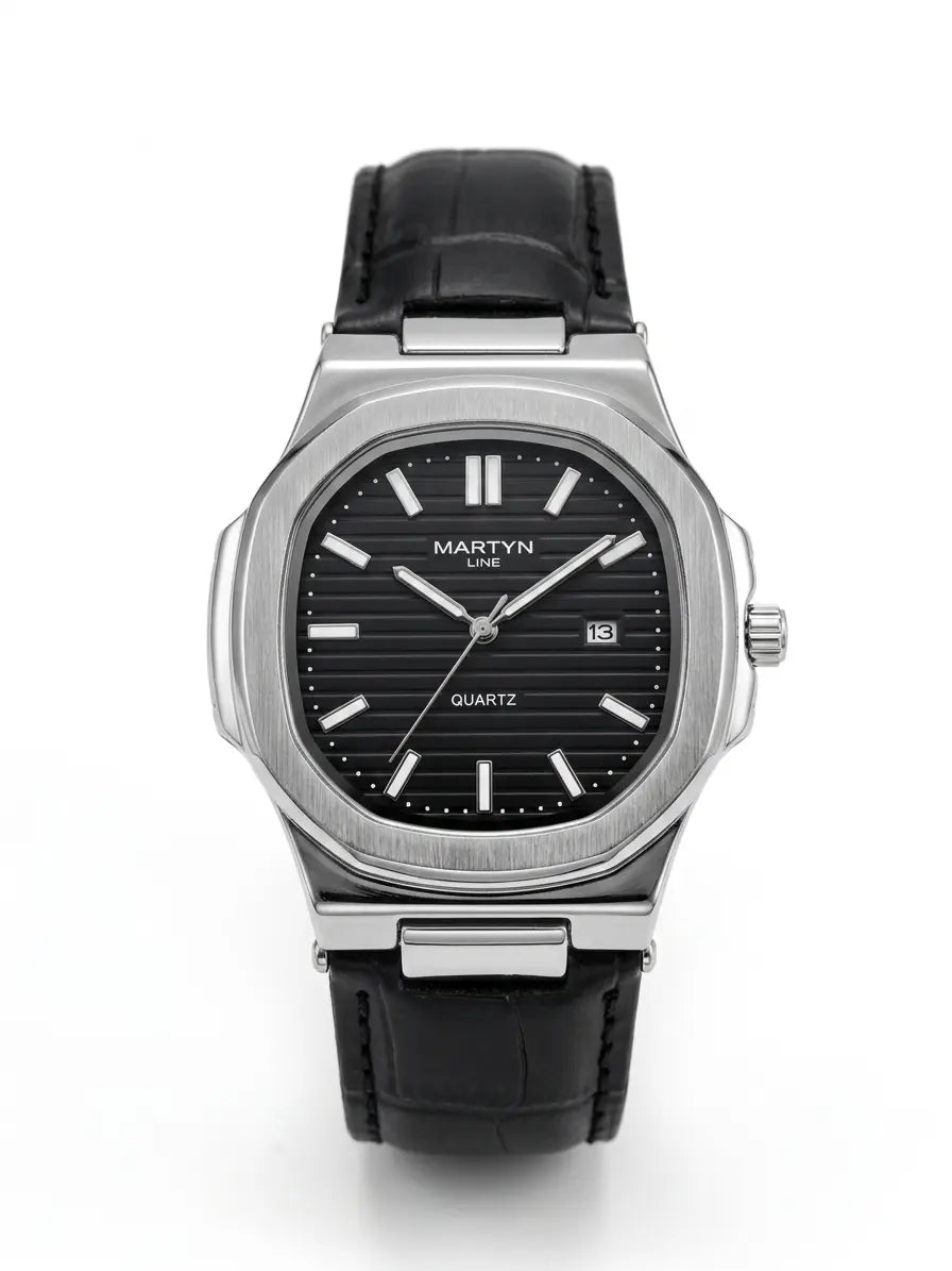 Premium MARTYN-Line  Black Leather Strap Watch