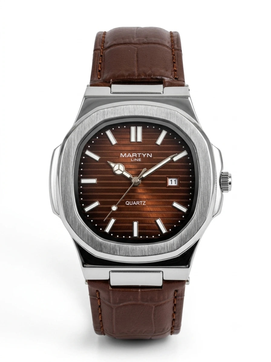 Premium MARTYN-Line Brown Leather Strap Watch