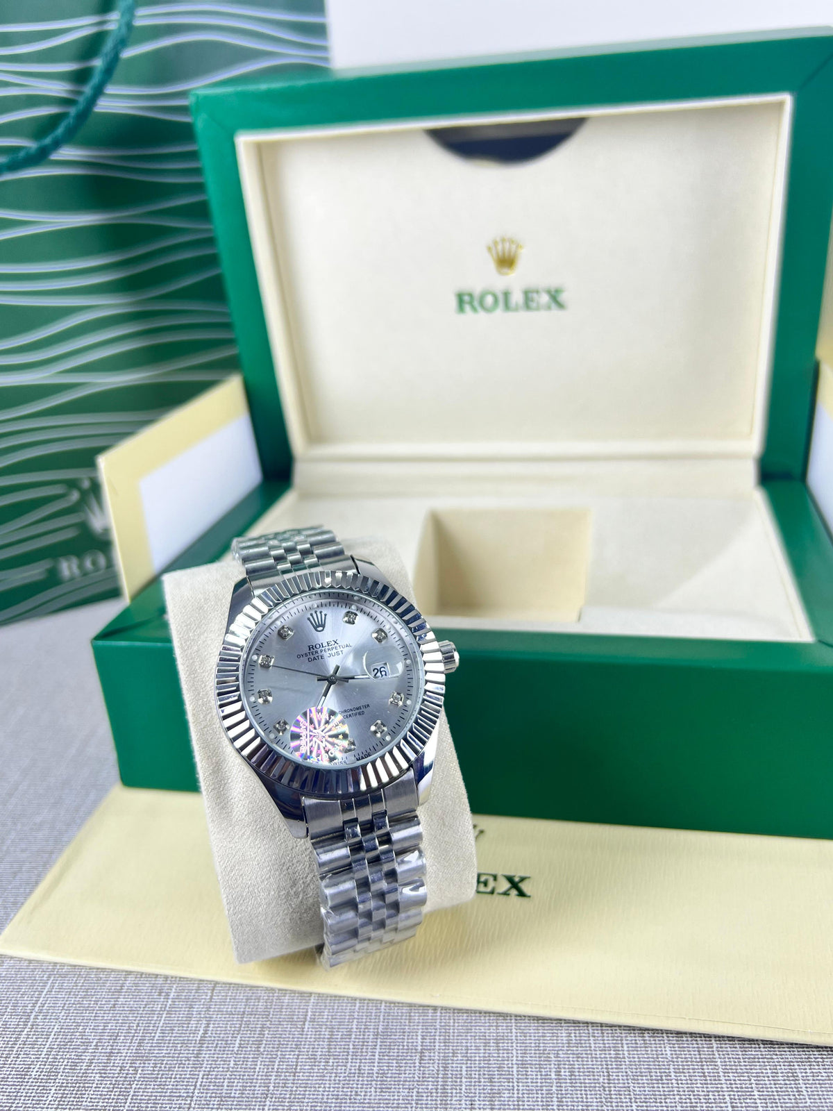 Premium RLX Royal Crest Silver Dial Luxury Men's Watch
