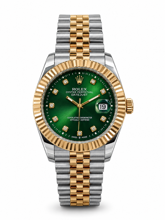 RLX Royal Crest  Two Tone Green Dial Luxury Men's Watch