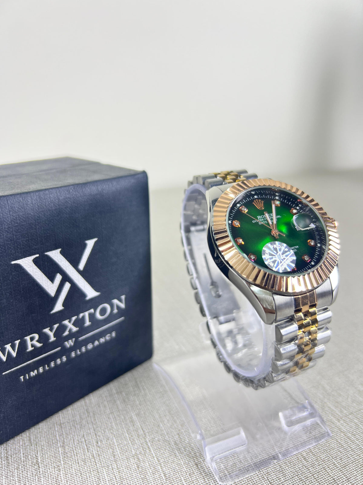 RLX Royal Crest  Two Tone Green Dial Luxury Men's Watch