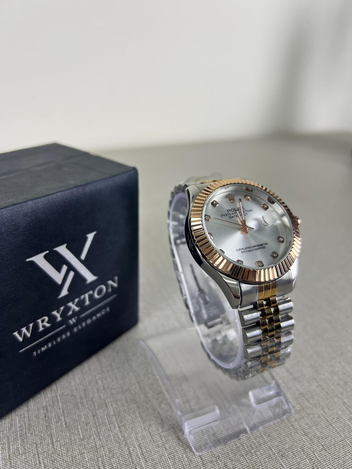RLX Royal Crest Two Tone White Dial Luxury Men's Watch