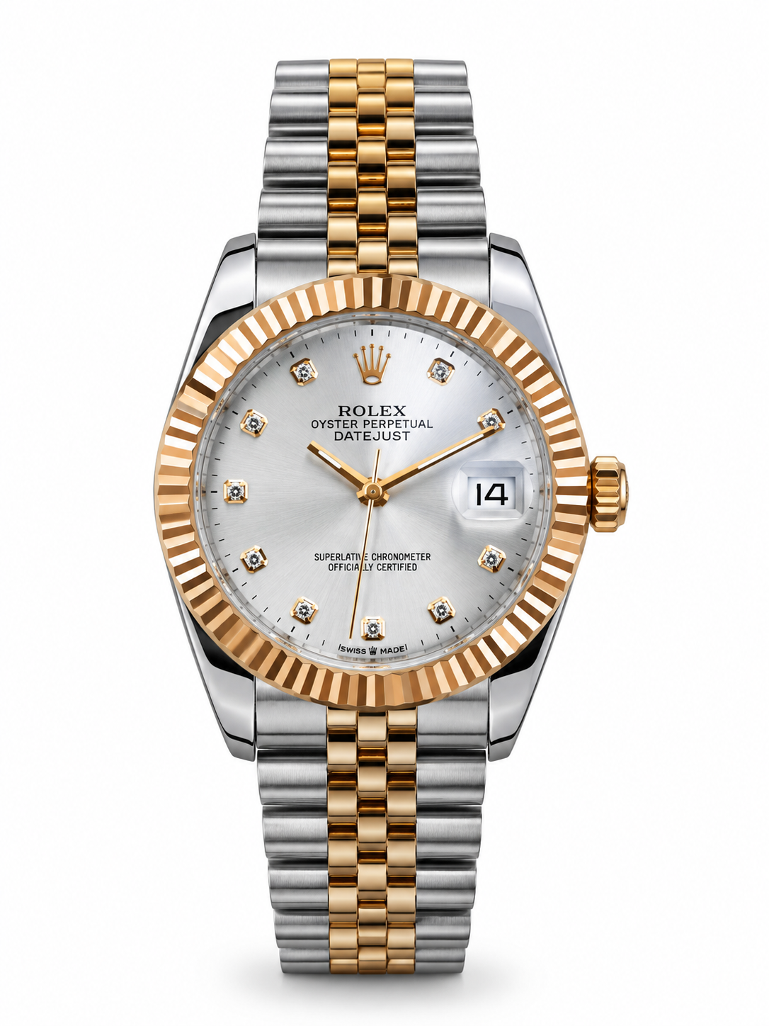 RLX Royal Crest Two Tone White Dial Luxury Men's Watch