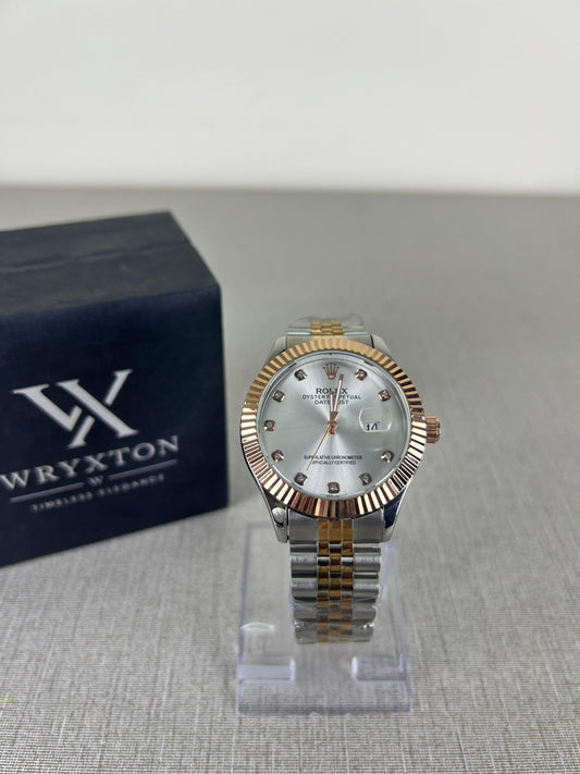 RLX Royal Crest Two Tone White Dial Luxury Men's Watch